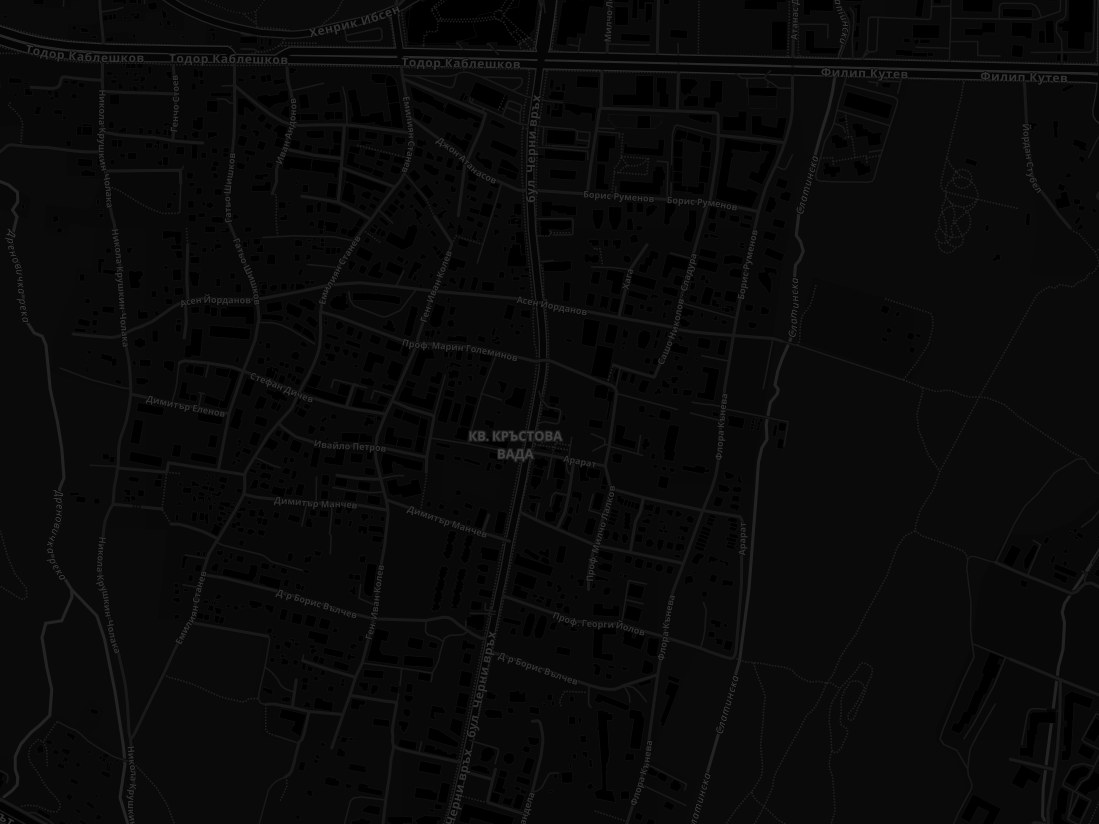 Map of the Krastova Vada neighbourhood in Sofia showing the Ashley Hairstyle salon location